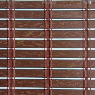 Brown white color horizontal stripes flat scale vertical thread stripes cylinder stick rollup mechanism PVC Blinds 